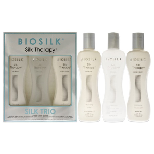 BIOSILK Silk Therapy 207 + 207 + 207 ml Set 3 pz Shampoo / Balsamo / Olio Brilliantezza