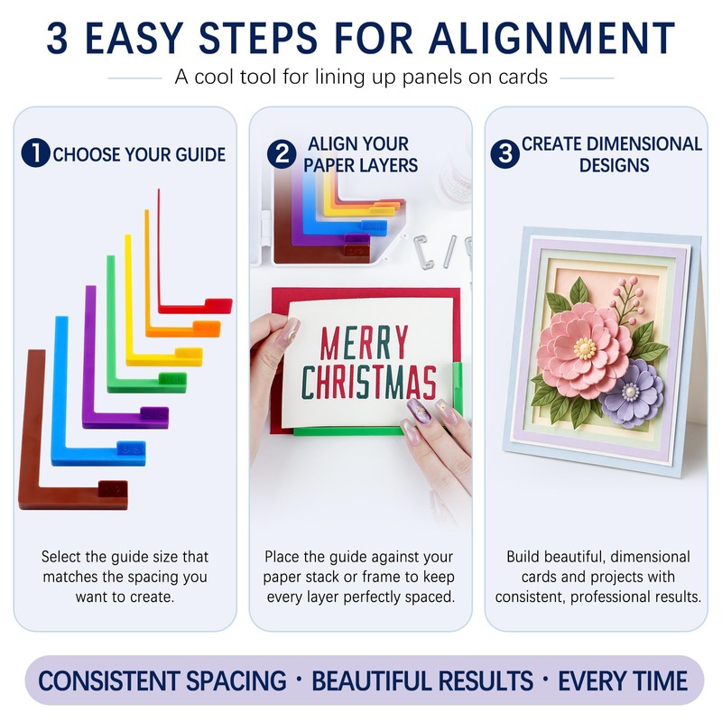 OTCRAFT 9 Pcs Paper Crafting Alignment Guides with Storage Case