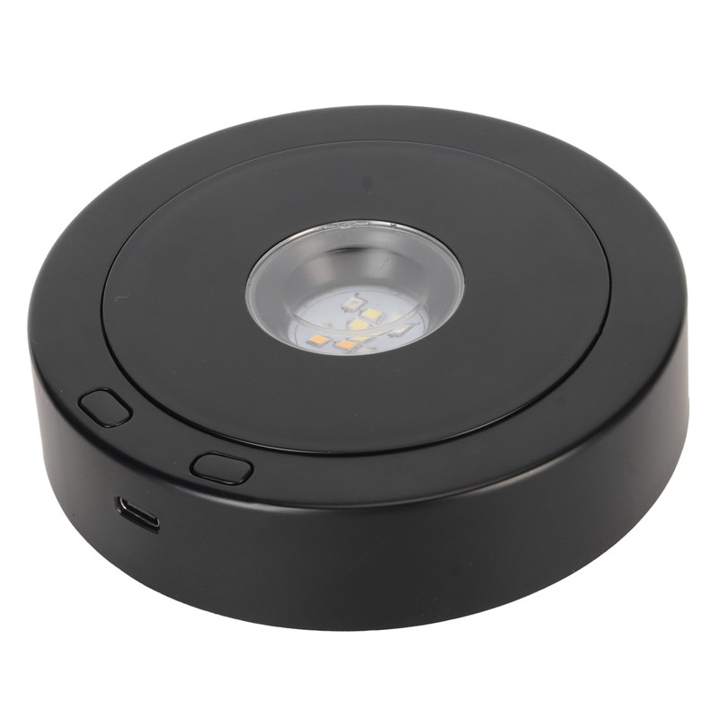 LED Rotating Display Base Black 360 Degrees 80s Circle Battery