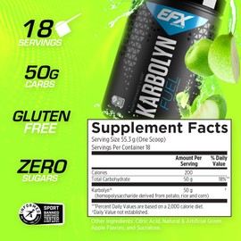 EFX Sports Karbolyn Fuel | Fast-Absorbing Carbohydrate Powder | Carb Load, Sustained Energy, Quick Recovery | Stimulant Free | 18 Servings (Green Apple)