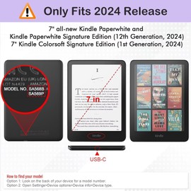 MOKASE 7 Inch Kindle Paperwhite 12th Generation 2024 Case (Model: SA569B SA569P), Faux Leather Case with Auto Sleep/Wake Wrist Strap for Signature Edition & Kindle Paperwhite 2024, Floral