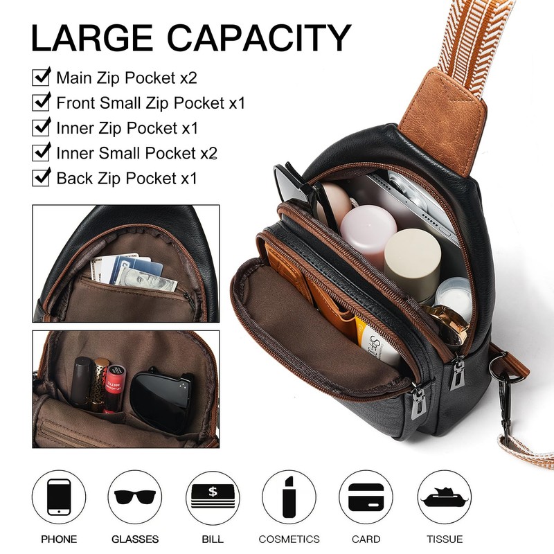 LATMAP 7L Sling Bag for Women Men Crossbody Belt Bag