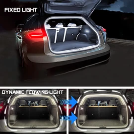 NHHEO - Tira de luz LED dinámica para maletero de coche, 79 pulgadas, tira de luces de neón impermeable de silicona de corte flexible, iluminación ambiental interior de 12 V para coches, SUV (blanco)