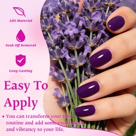 240PC Extra Short Press on Nail Square Dark Purple Fake Nails with Tabs