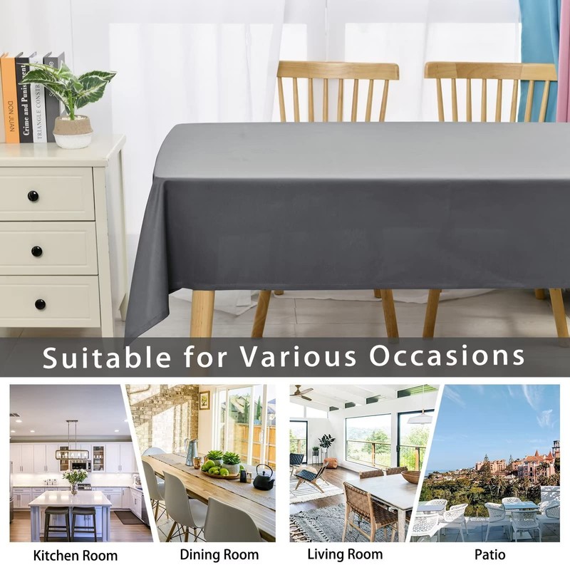 DWCN Grey Tablecloth Wipe Clean Tablecloth 140X280cm Dining Table Cover