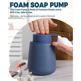 Bosilunlife Ceramic Foaming Soap Dispenser - 12oz Nave Blue Foam Hand Wash Dispenser Bathroom Countertop Soap Dispensers Kitchen Dish Soap Pump Dispenser Liquid Soap Dispenser for Bathroom