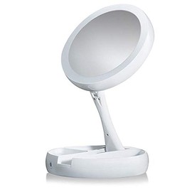 Lighted Makeup Mirror,Double Sided 10X Magnifying Mirror,Vanity Mirror with Lights,Smart Design with Brightness$Angle&Height Adjustability,Folding Compact Mirror,LED Mirror for Travel