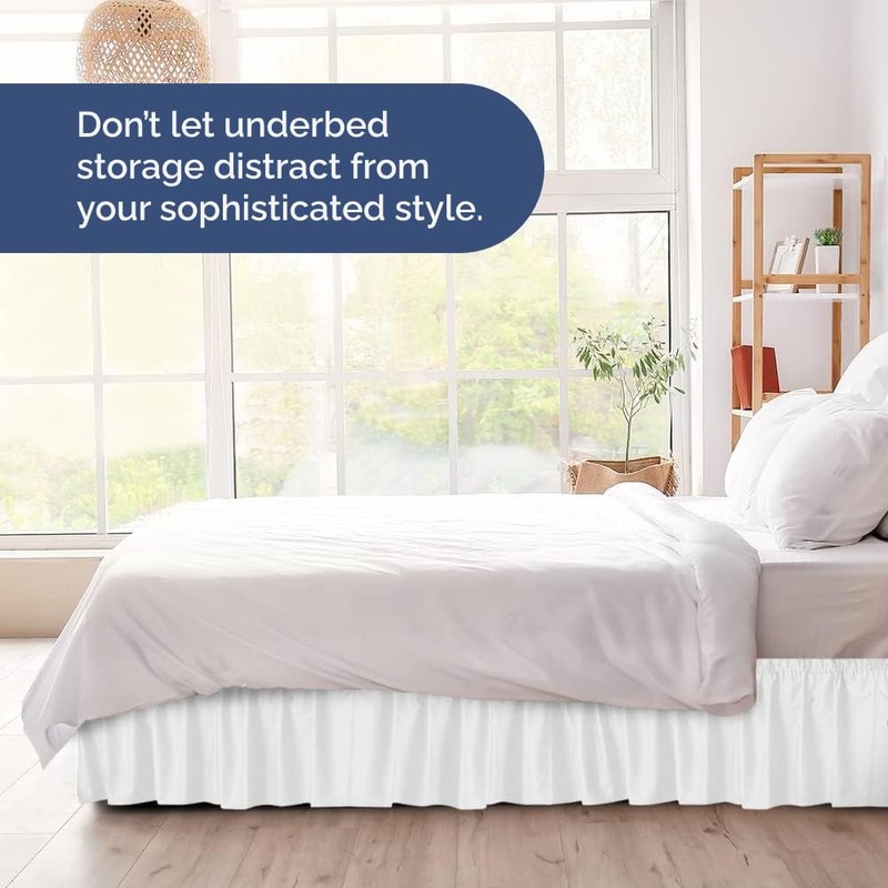 Wrap Around Dust Ruffle Bed Skirt - White - for