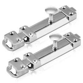 XFORT® 2 Pack Polished Chrome Door Bolt, Surface Mounted Sliding Door Lock, Durable Door Lock Bolts Ideal for Securing Internal Doors for Bedrooms, Bathrooms, Cupboards and Storage Units (150mm)
