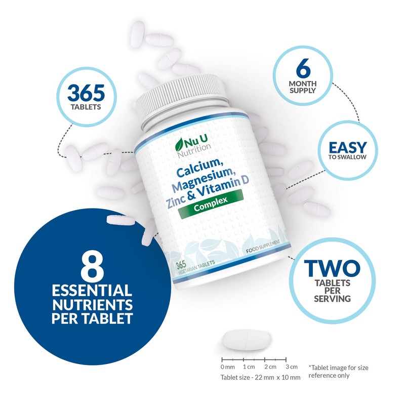 Nu U Nutrition Calcium Magnesium Zinc & Vitamin D Supplement