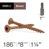 Deck Plus Wood Screws, Brown Exterior Screws, 1-1/4" x #8,