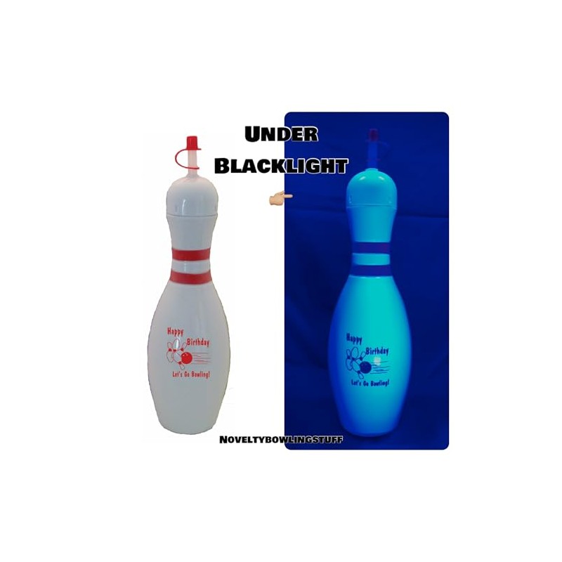 Large Bowling Pin Water Bottle - 32 ounce (White Birthday)
