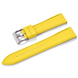 JWNSPA 20MM 22MM Fluoroelastomer/FKM Rubber Watch Bands for Men Women - Quick Release Replacement Waterproof Sport Straps (Yellow, 22mm)