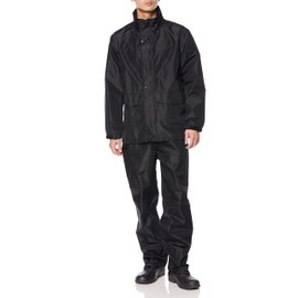Doqument Breathable and Waterproof Rain Suit, Waterproof Index: 32.8ft (10,000 mm), Good Visibility, Rotating Hood, Rolling Rain Suit, Black
