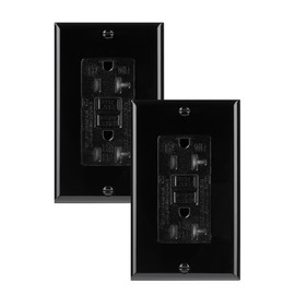 Bates- Self-Test GFCI Outlet 20 Amp, 2 Pack, 20 Amp GFCI Outlet Black with LED Indicator and Wall Plate, UV-Resistant, UL Listed