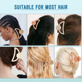 Songaa Hair Claw Clips for Girls Women, 3.5 Inch Style D Shape Hair Claw with Strong Spring, Hair Clips for Long Thin Thick Hair (Beige,Orange,Grey,Khaki)