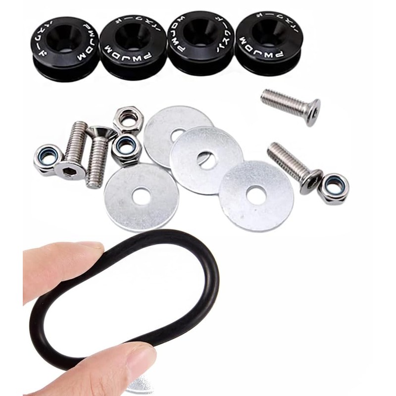 Black Aluminum Fasteners Washers Bolts Kit,Universal Car Front Rear Bumper
