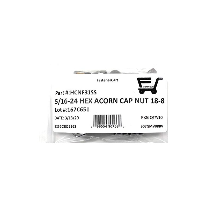5/16-24 Acorn Cap Nuts 18-8 Stainless Steel - Fine Thread