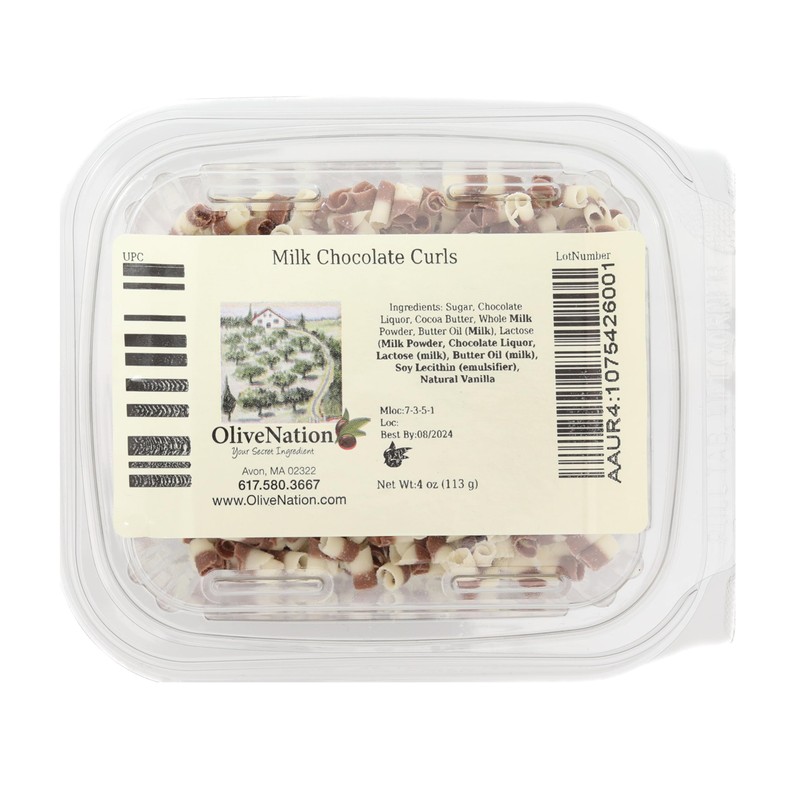 Striped Chocolate Curls Topping, OliveNation Milk & White Chocolate Curls,