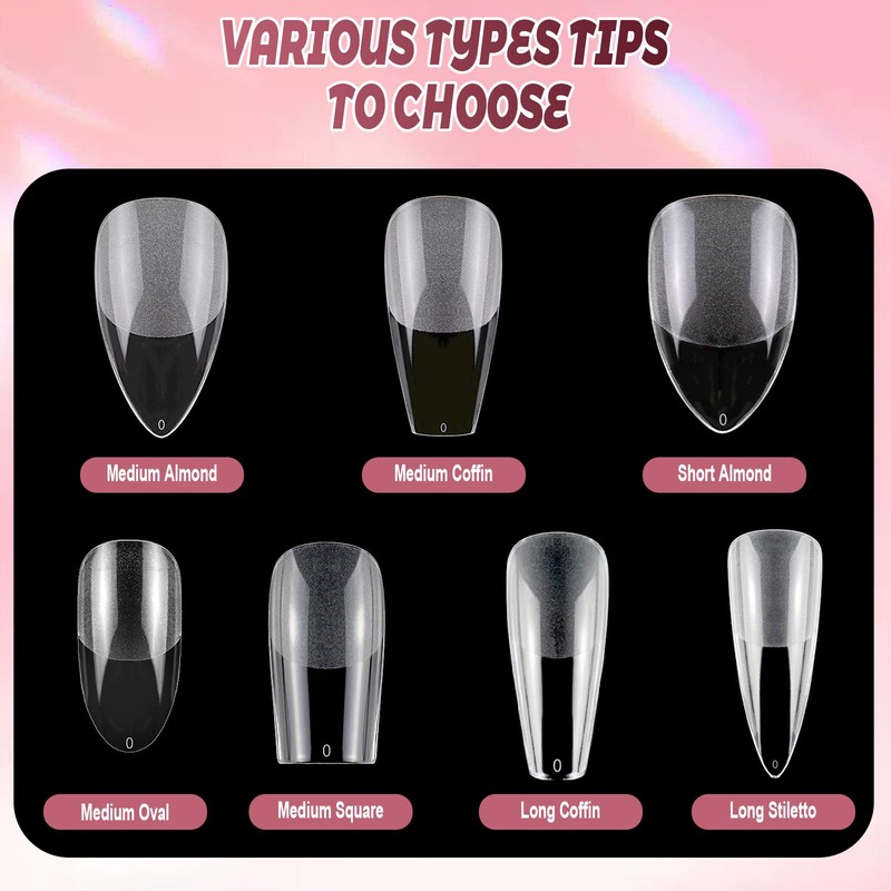240Pcs Medium Square Nail Tips, Half Matte Full Cover Gel