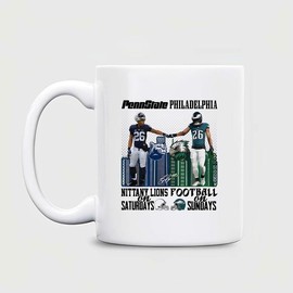 Penn State to Philadelphia Football Mug, Nittany Lions Football on Saturdays, Philadelphia Football on Sundays Cup 8P2NHR - Color: Black Accent, Size: 11oz