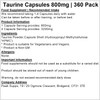 Taurine Capsules 800mg - 360 Pack | Pure No Fillers