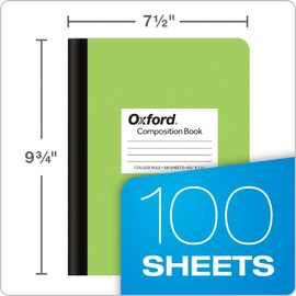 Oxford Composition Notebooks, 6 Pack, Cover Colors Vary, College Ruled Paper, 9-3/4 x 7-1/2 Inch School Journals, Assorted Pastel Covers, 100 Sheets, per Book (63760)