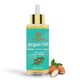 Dekure Argan Oil, 100% Pure Organic Cold-Pressed, 120ml, For Hair and Skin Treatment, Vitamin E Enriched