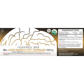 Nootropics Depot Lions Mane Mushroom Capsules | 8:1 Whole Fruiting Body Dual Extract | 500mg | 60 Count | Hericium erinaceus