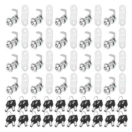 uxcell 1/8 Inch Cabinet Locks with Key, 20 Pack Cam Replacement Lock Cylinder Toolbox Lock Keyed Alike for RV Drawer Storage Cart Mailbox Compartment Door Tool Lock, Silver