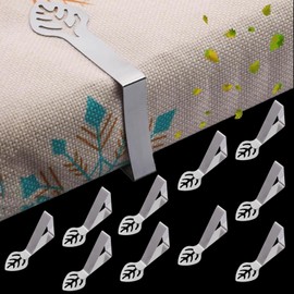 OPPKEPT Tablecloth Holder for Thick Table Tops, Pack of 10 Weatherproof Stainless Steel Table Cover Clamps, Tablecloth Clips for Garden Table Restauran