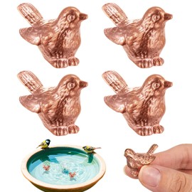 Moxweyeni 4 Pcs Mini Bird Shape Copper Bath Disk Ornaments Copper Bird Bath Purification Disks Birdbath Cleaner Single 0.6 oz Weight Universal Fit for Outdoor Birdbaths, Bowl