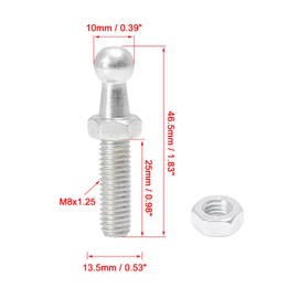 X AUTOHAUX Set of 4 Ball Bolts Gas Spring Ball Pins 10 mm for Gas Spring Shock Absorber M8 x 25 mm