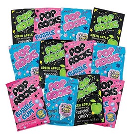 Pop Rock Candy Assortment, 12 pack - Cotton candy, green apple and bubble gum flavors