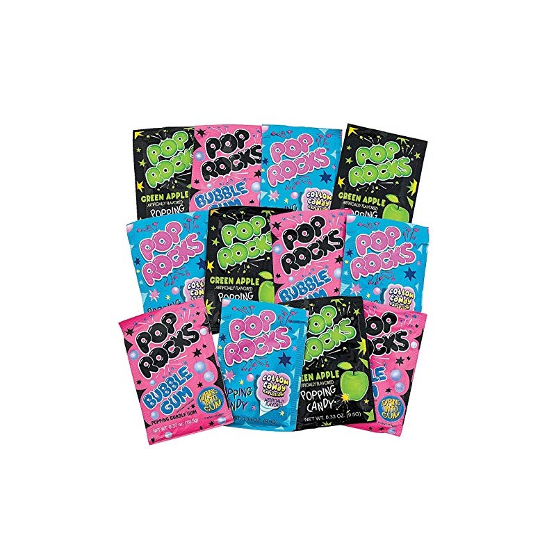 Pop Rock Candy Assortment, 12 pack - Cotton candy, green