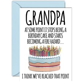 Funny Birthday Cards for Grandpa - Fire Hazard - Joke Rude Birthday Card for Grandpa from Grandson Granddaughter, Humour 60th 70th 80th Bday A5 Grandparent Greeting Cards