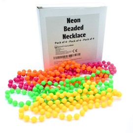 The Glowhouse - Premium Set of 4 Multicolour Neon Fluorescent 80's Rave Plastic Neon Bead Necklaces
