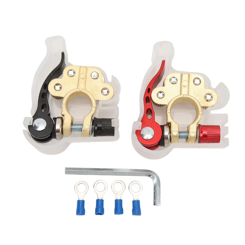 2PCS Car Battery Terminal 4 Way Positive Negative Copper Quick
