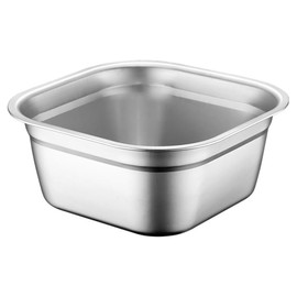 ULTECHNOVO Stainless Steel Washing Basin Square Mixing Bowl for Fruit and Vegetable Washing Flat Bottom Dish Tub Stackable Metal Basin for Kitchen Rv Camping 10.62 X 10.62 X 4.52 in