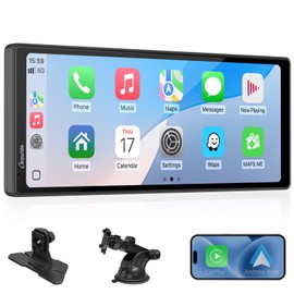 CARPURIDE 10.26 Inch Wireless/Wired Apple CarPlay, Android Auto and Mirror Link - 1600 * 600 IPS Touch Screen Portable Car Stereo, Bluetooth Audio, Siri, Navigation Car Screen for All Vehicles