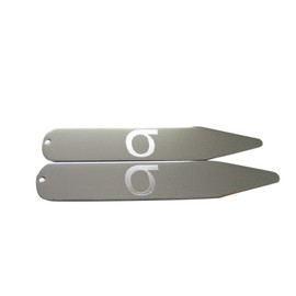 Kiola Designs Silver Toned Etched Greek Lowercase Letter Sigma Collar Stays
