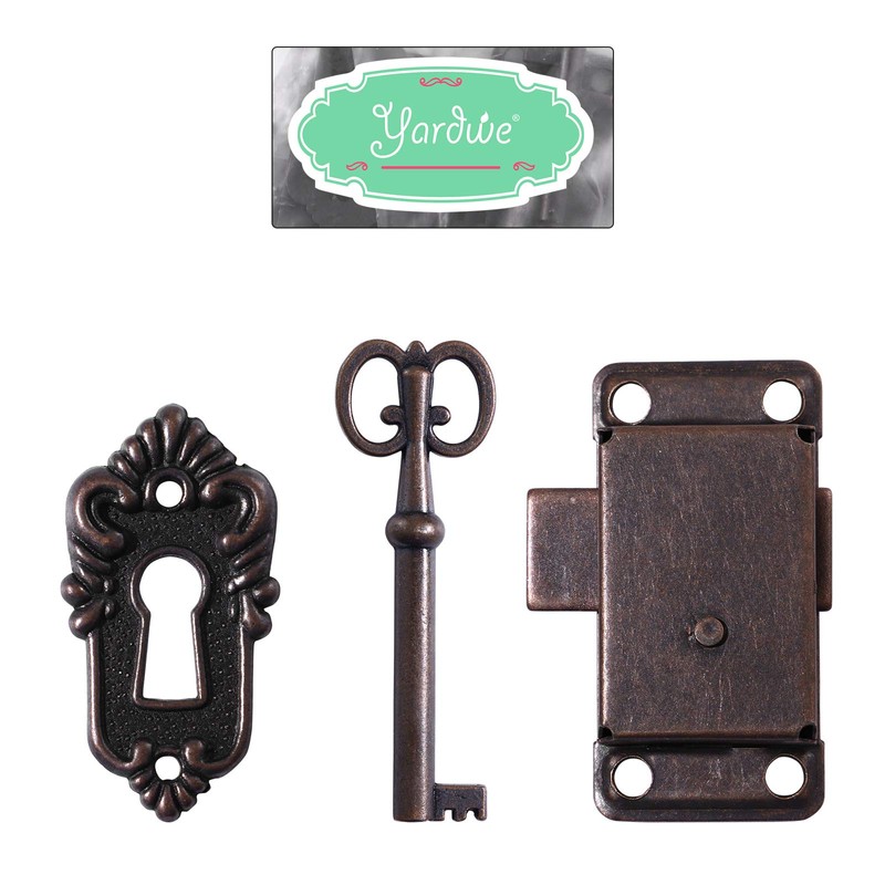 Yardwe, antique cabinet door lock, decorative furniture lock with key