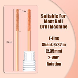 Nail Drill Bit 3/32'', Safety Carbide Cuticle Remover Drill Bit, 5X Coarse Grit to Extra Fine Grit, Electric Drill Bit for Nature Nail Bed File Cuticle Dead Skin Cleaning Nail Prepare (Rose Gold, 5XF)