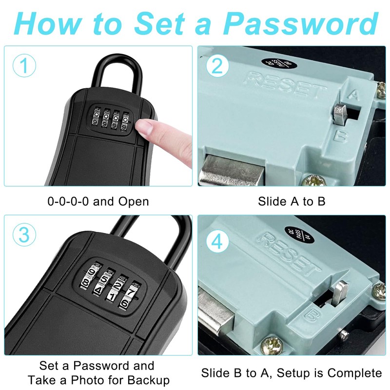 Noxtioanip Key Safe with Number Code, Key Safe 4 Digit