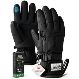HIKENTURE Guantes de invierno para hombre y mujer, guantes de esquí 3M Thinsulate, guantes impermeables para invierno, cálidos, resistentes al viento, para pantalla táctil y snowboard para esquí, ciclismo, motocicleta, correr