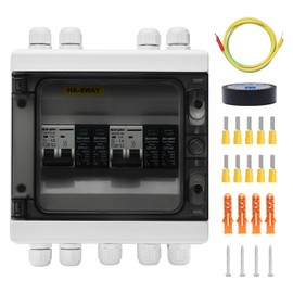 KERWINN Solar Panel Disconnect Switch,40A 1000V RV Circuit Breaker Box with PV Surge Protector IP65 Waterproof 2 String 2 in 2 Out PV Combiner Box for Solar Panel