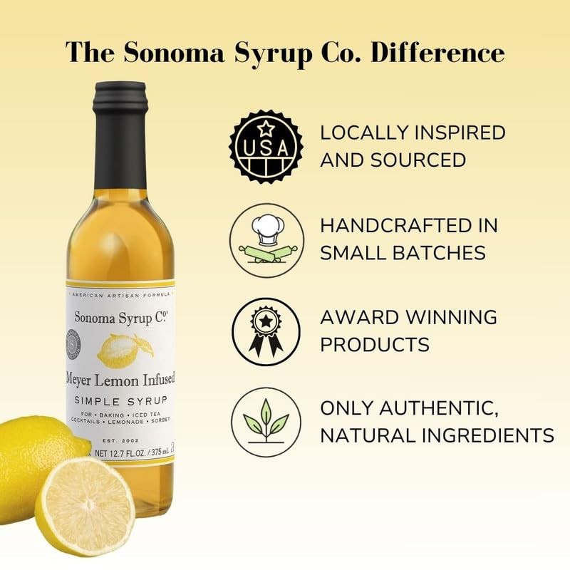 Sonoma Syrup Co Meyer Lemon Infused Simple Syrup 12.7 Fl