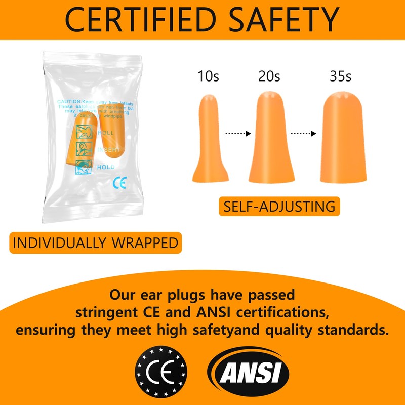 Quality Foam Ear Plugs 10 Pair - 32dB Comfortable Earplugs