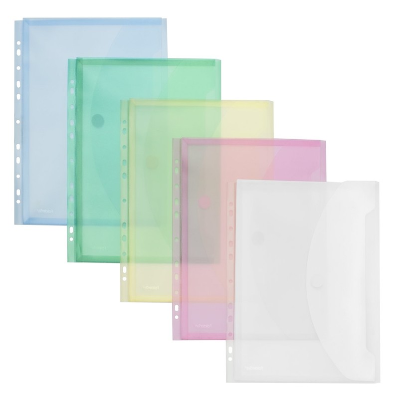 Transparent Envelope, Expandable, Punched Pockets A4 Red Pack of 10,