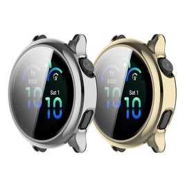 TPU Case Compatible for Garmin Vivoactive 6 Protective Case Screen Protector Shell Cover Compatible Smartwatch Accessory (Silver/Light Gold)